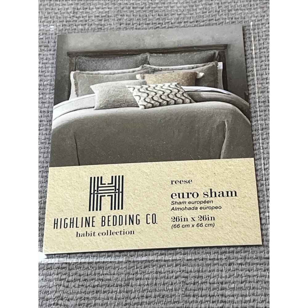 2 Pack Highline Bedding Co Habit Collection Reese Euro Sham 26in x 26in Gray NEW
